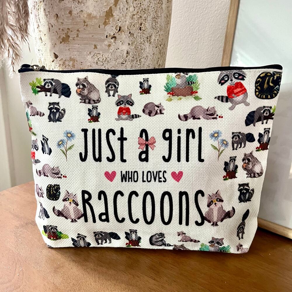 Makeup, Accessory, Toiletry Bag, Just A Girl Who Loves Raccoons , NWT